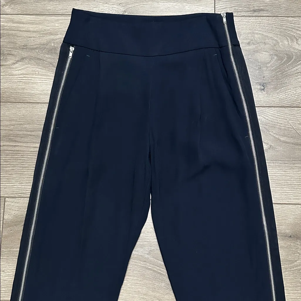 A.L.C. High Rise Double Side Zip Crepe Trousers Pants Tailored Black Size 4 - Image 4