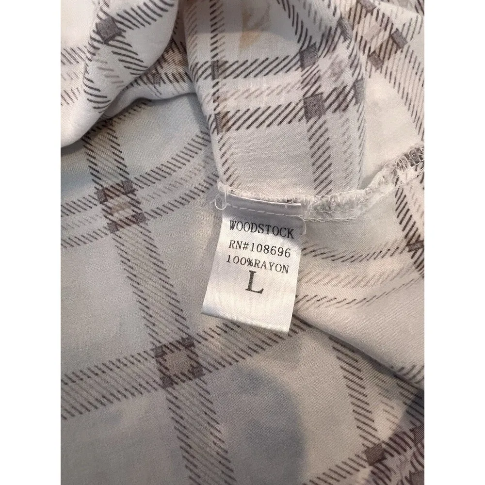 Boho Jane Wood Stock Plaid Patch Back Long Tunic Top L ''DONT MESS WITH TRIBE" Brown Size L - Image 3