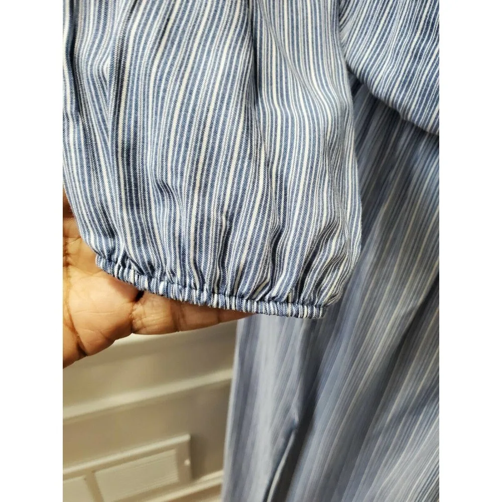 Boutique Lula & Lala Women's Blue Rayon Long Sleeve Scoop Neck Maxi Dress Size S - Image 6