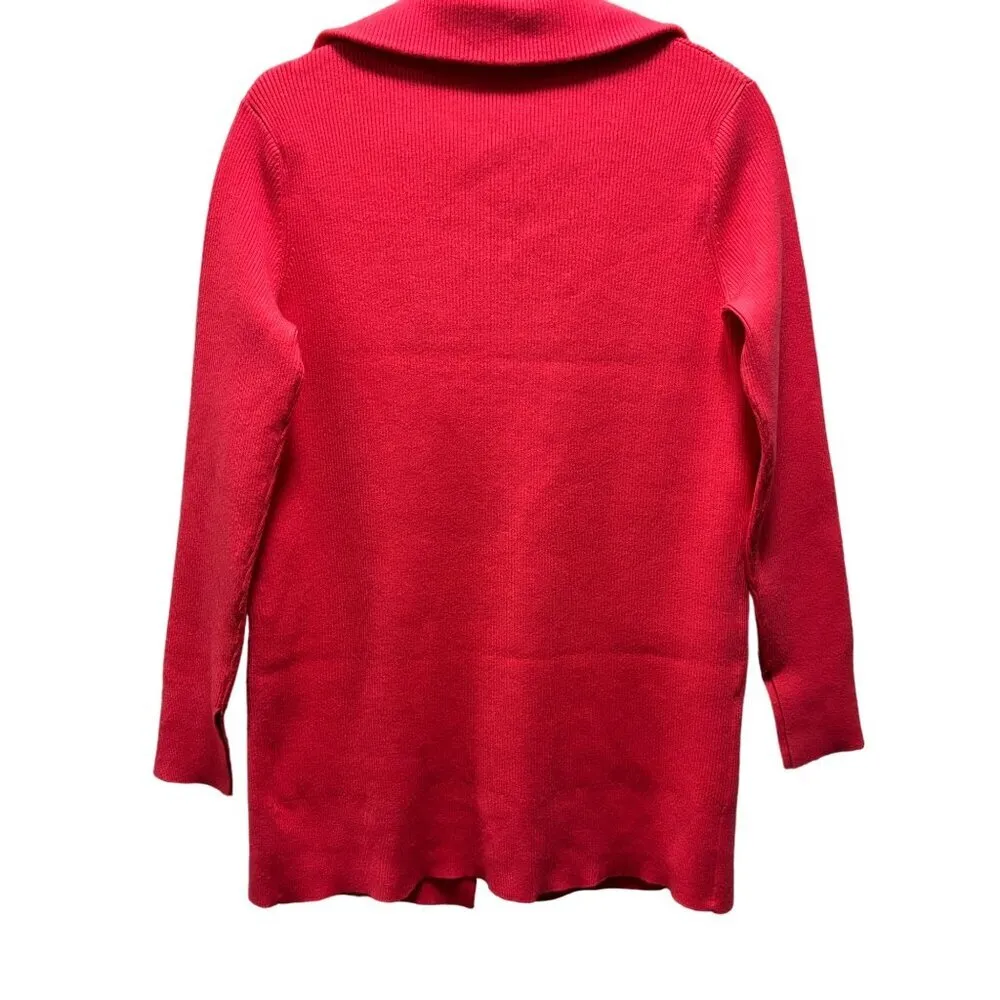 Free People Womens Coral Pink Ribbed Open-Front Blazer Cardigan Size XS - Image 2