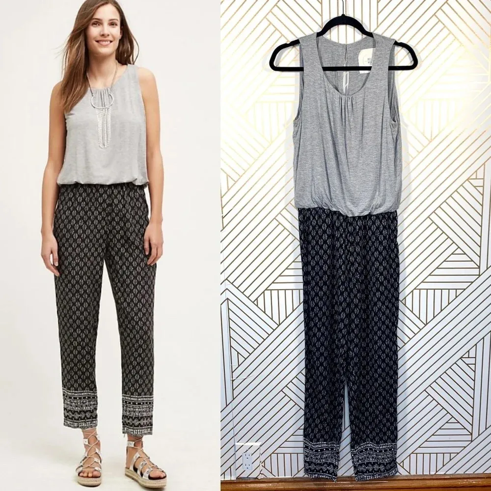 Anthropologie Hei Hei Rhodes Jumpsuit Sleeveless Printed Gray Black Size‎ Small - Image 2