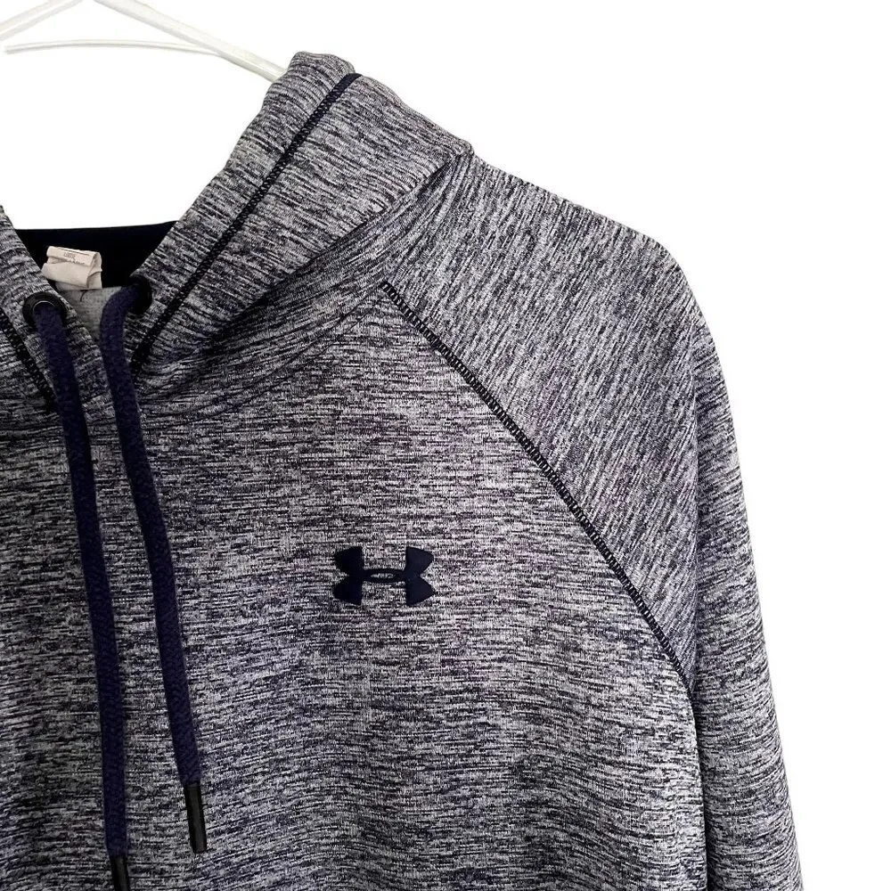Under Armour navy blue fleece hoodie hooded sweatshirt athleisure pockets - Image 2