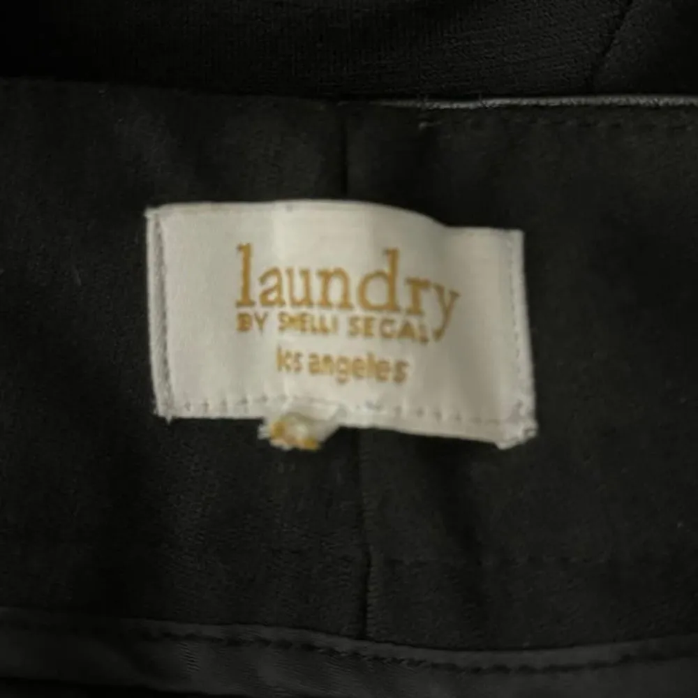 Laundry by Shelli Segal Pants Womens 6 Black Vegan Leather Tuxedo Stripe Neutral - Image 5