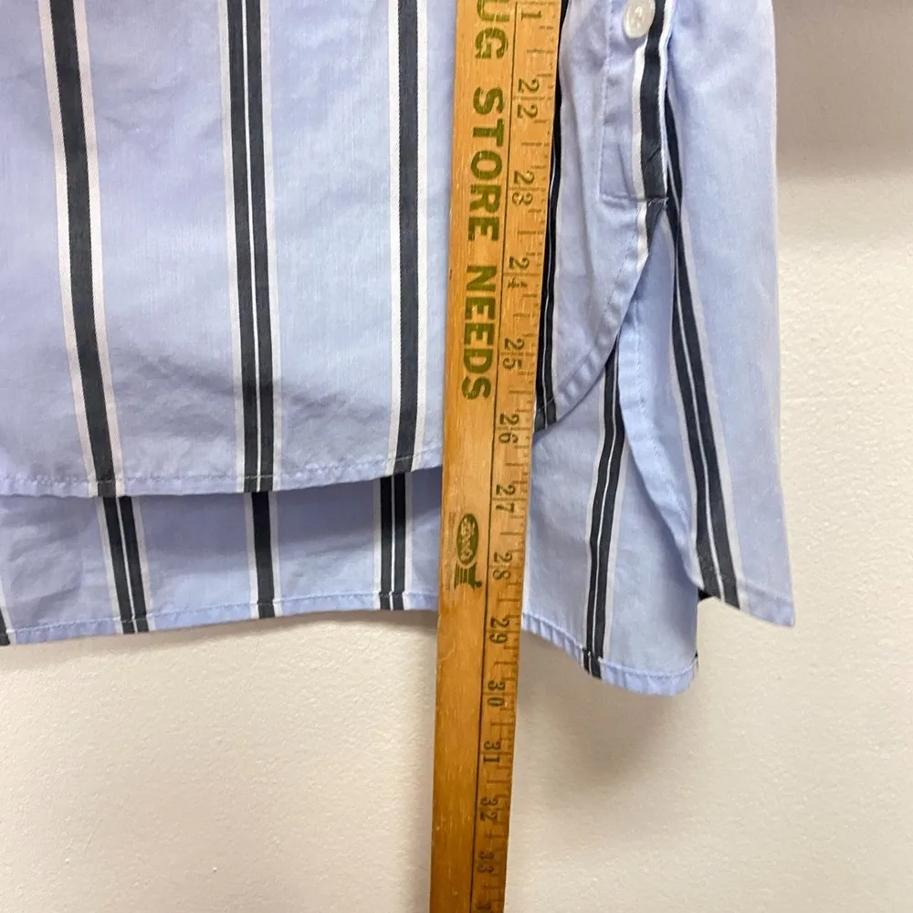 J.Jill Side Button Stepped Hem Tunic Shirt Women XL Blue Striped Coastal Grandma - Image 9