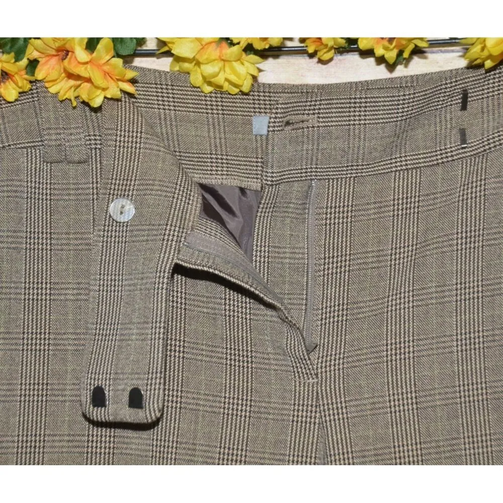 Ann Taylor Signature Fit Ladies 16 Brown Houndstooth Straight Leg Pants Career - Image 3