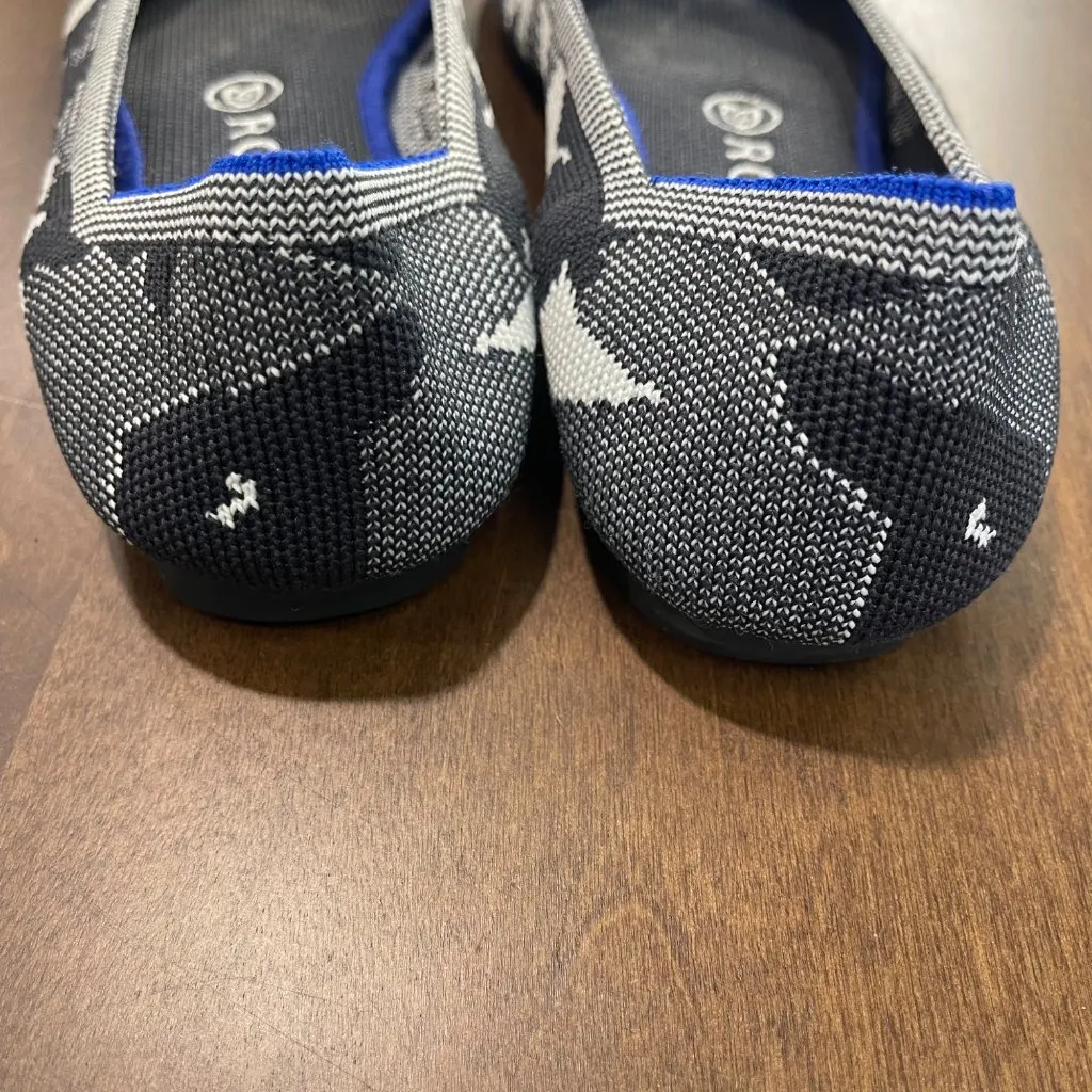 Rothy's The Round Toe Shoes Women's Size 9‎ Flats Winter Camo Print Black White - Image 7