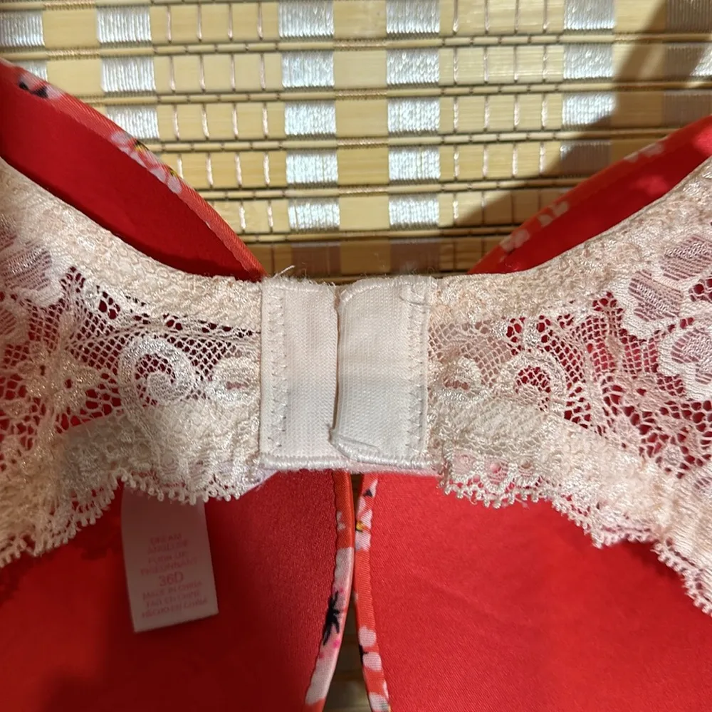 Victoria's Secret Dream Angels Push Up Bra Orange Cherry Blossoms Lace 36D - Image 12