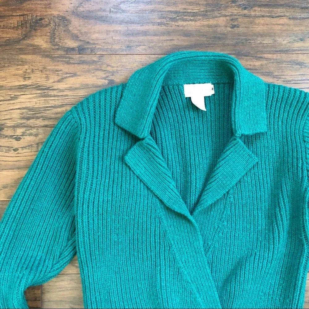 vintage • Jack Winter cropped teal wool sweater cardigan double breasted chunky Green Size M - Image 2