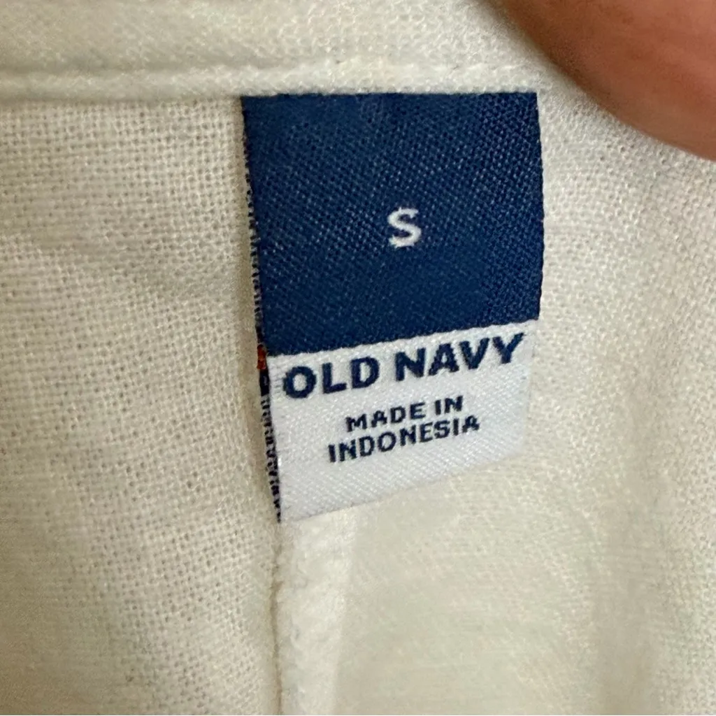 Old Navy Dress Calla Lily Mini Linen Blend Strappy Square Neck Off White Ivory - Image 10