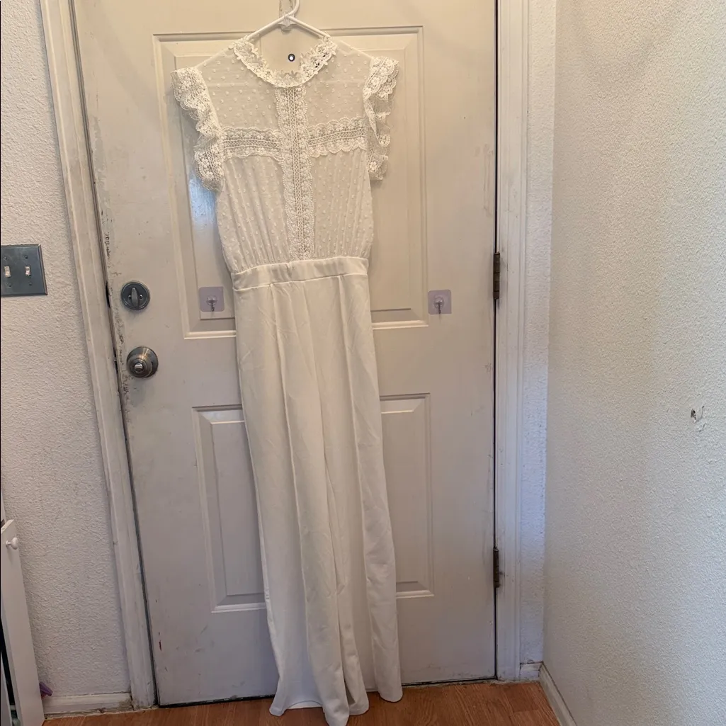 Elegant cream Lace Jumpsuit White Size L - Image 2