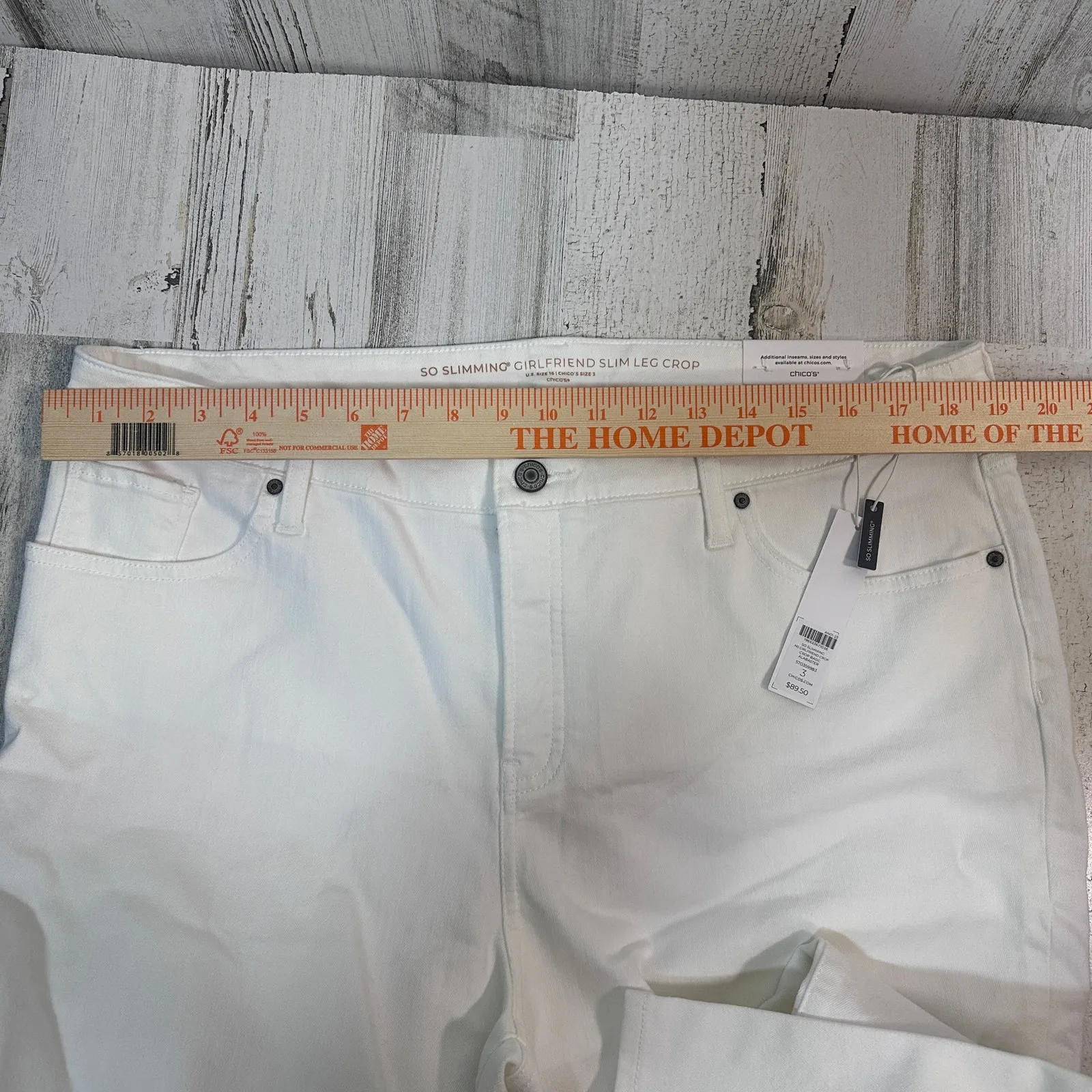 NWT Chico’s So Slimming Girlfriend Crop Jeans | White Sz 3 (16) | Tummy Control - Image 6