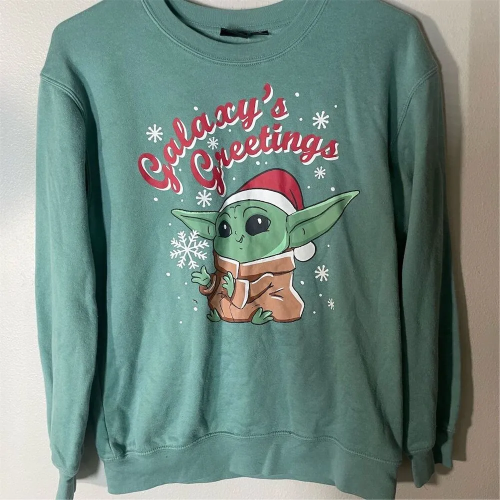 Star Wars The Mandalorian Christmas Sweater Green Baby Yoda Unisex - Image 2