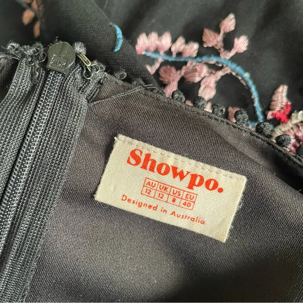 Showpo Remember The Days Floral Embroidered Dress Black Size 8 - Image 4