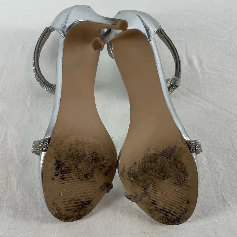 Steve Madden Faylinn Rhinestone Embellished T Strap Stiletto‎ Heels in Silver 11 - Image 7