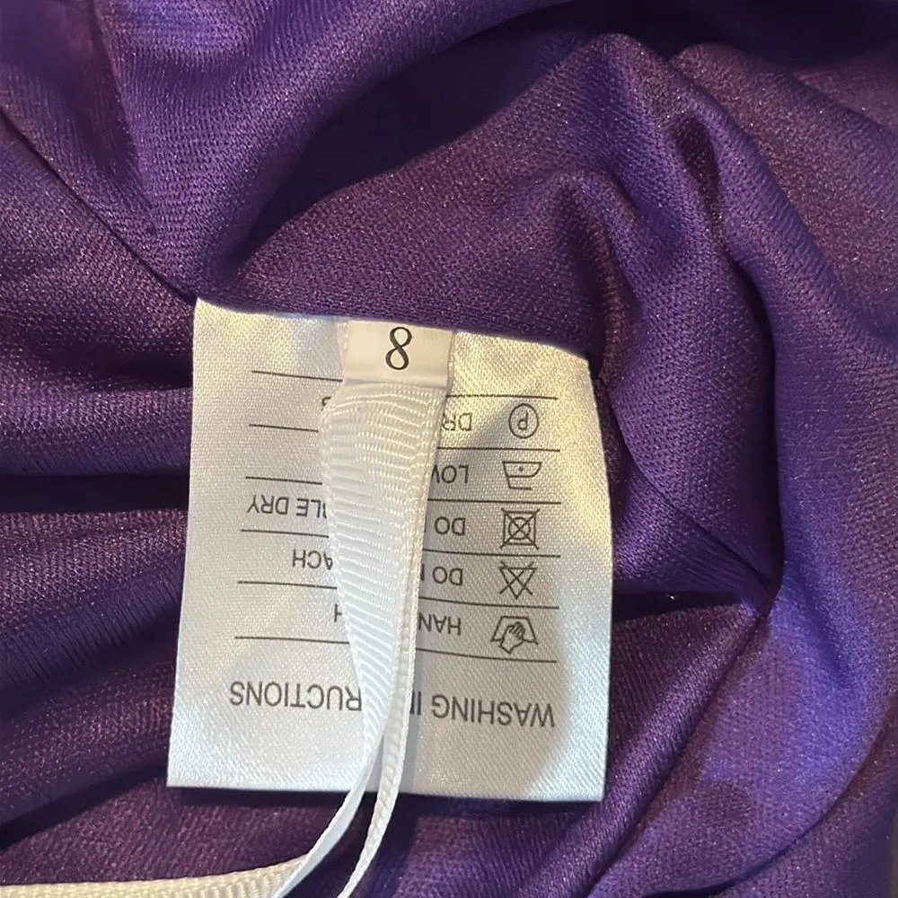 Women’s Purple Fully Sequined Short Prom Party Dress Halter Neck Size 8 NEW - Image 7
