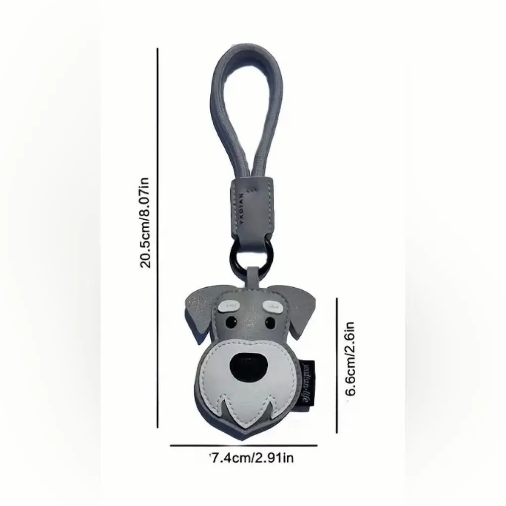 Gray Schnauzer Dog Bag Charm / Keychain – Faux Leather – Super Cute! - Image 2