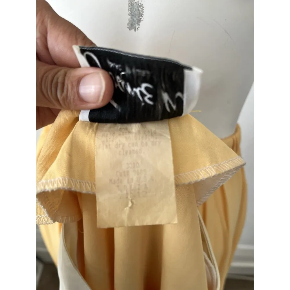 Vintage 80s Joanie W Size 12 Orange Butter Yellow Vest Top Skirt Suit Set - Image 3