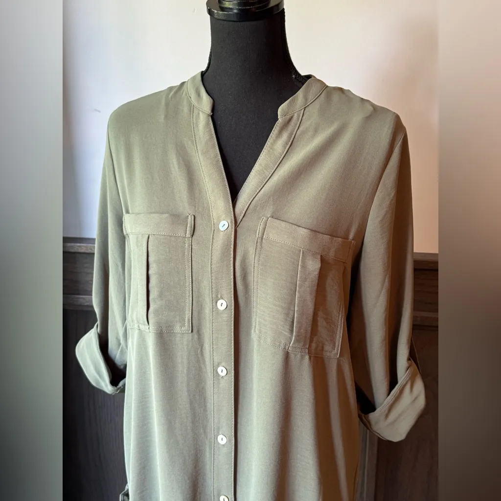 Emma & Michele green 3/4 Sleeves Drop Waist Dress Size S - Image 2