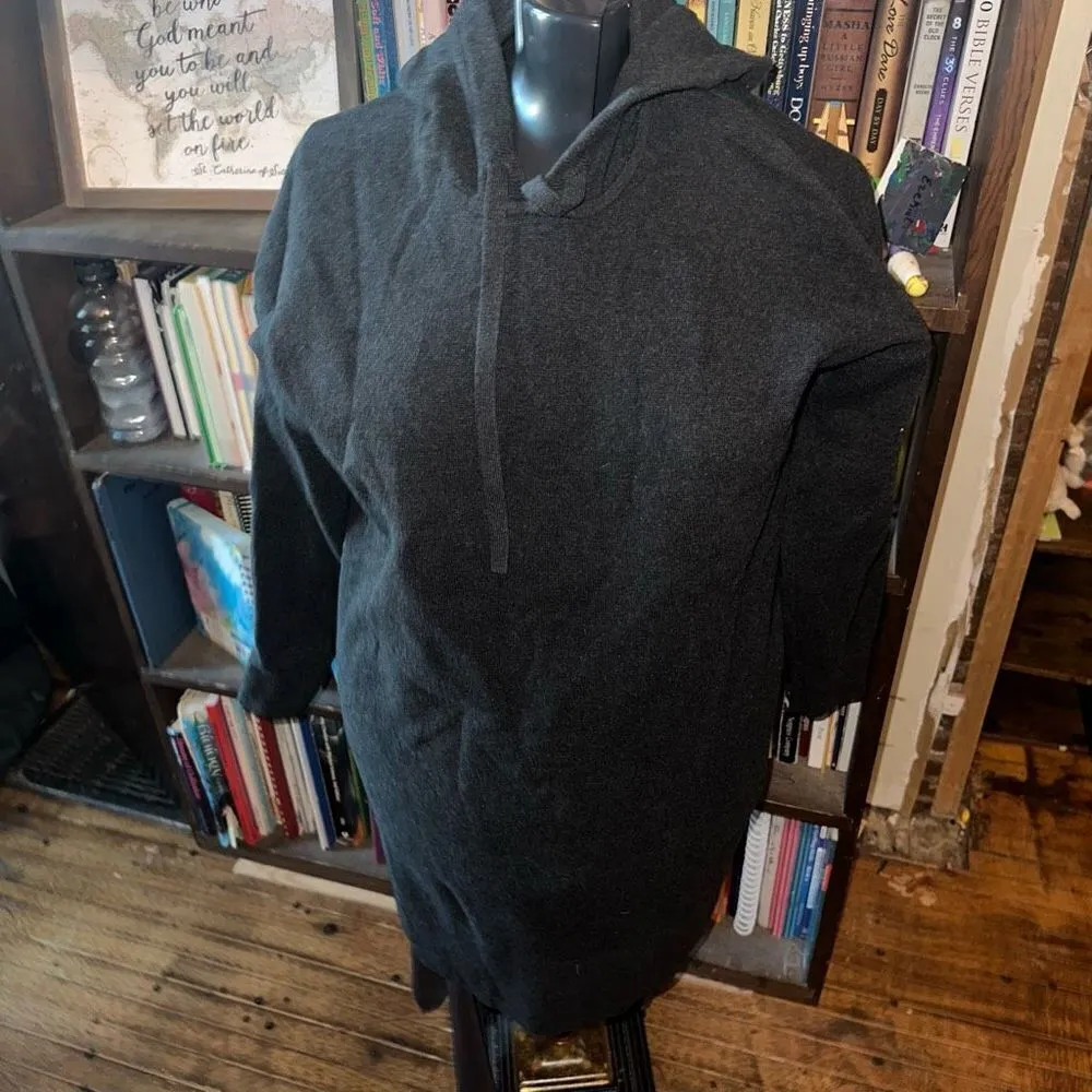 Madewell charcoal minimalist elevated basics hooded sweater dress - Image 2