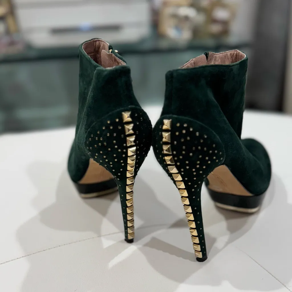 Vince Camino Green Suede Leather Ankle Boots - Image 4