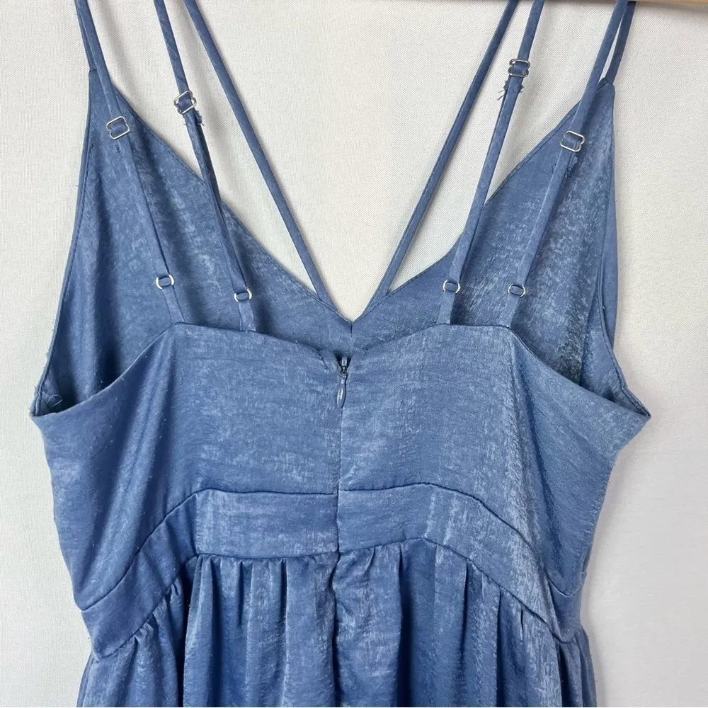The Vanity Room Blue Cross Back Satin Slip Maxi Gown Dress XS - Image 4