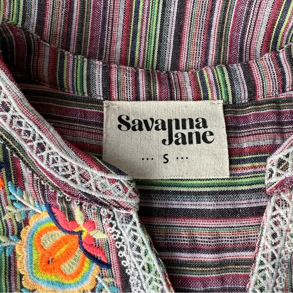 Savanna Jane multicolor stripe embroidered floral print dress - Image 7