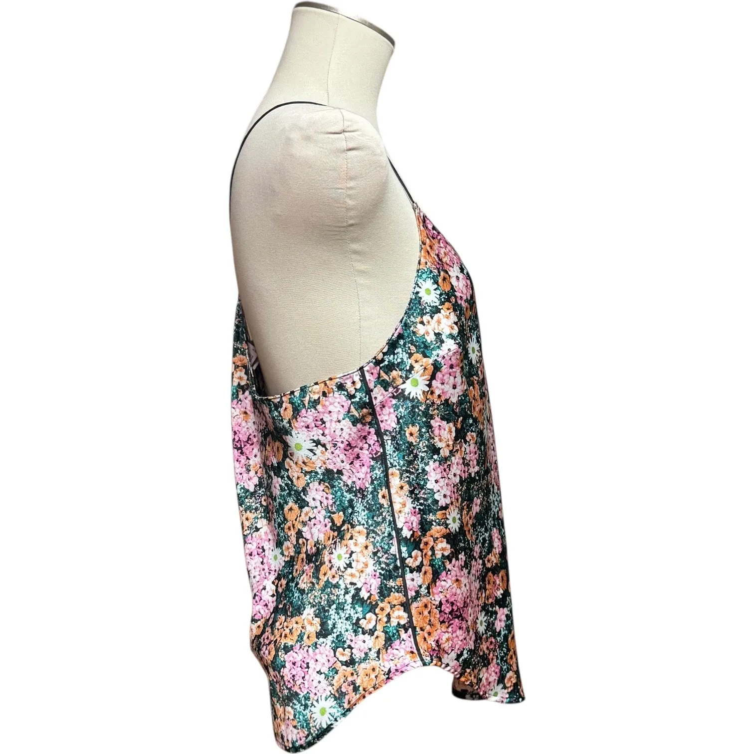 Victoria's Secret Spaghetti Strap Floral Print Cami Pink Green Orange Large - Image 4