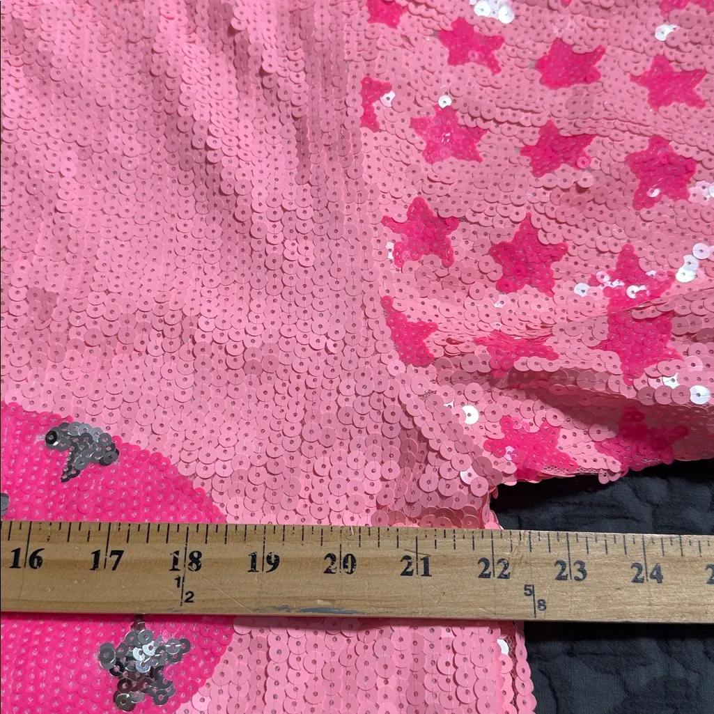 Mainstrip size large Western Nashville cowboy hat tunic top pink sequins flaw Silver - Image 5