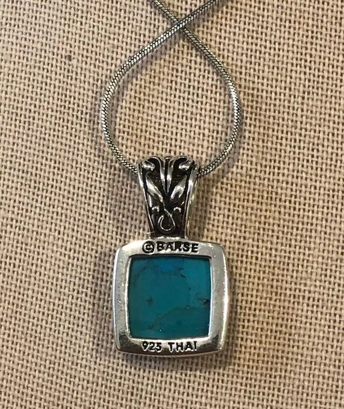 BARSE Turquoise Sterling Silver Pendant & Sterling Silver Snake Chain Necklace - Image 6