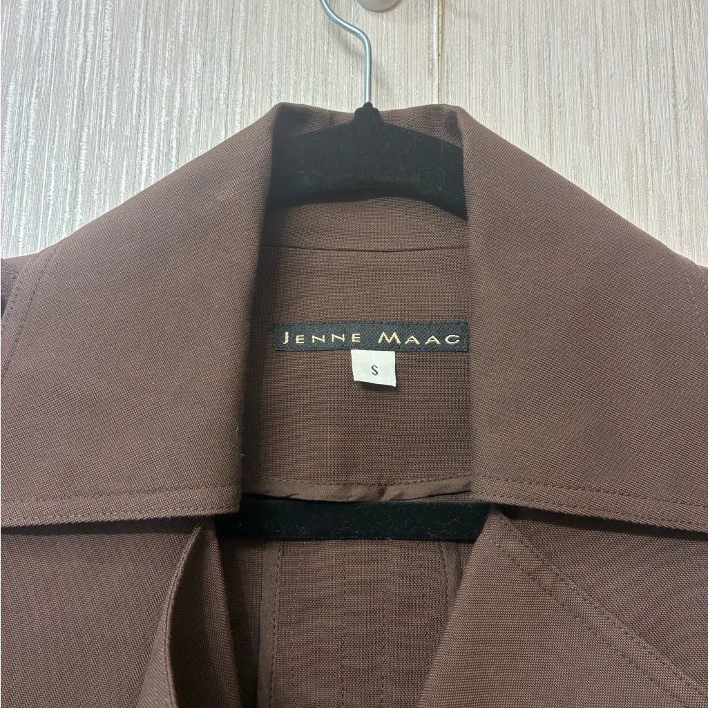 Quiet Luxury Vintage Jenne Maag Brown Trench Coat Dress S/M Minimalist 90s Style - Image 7