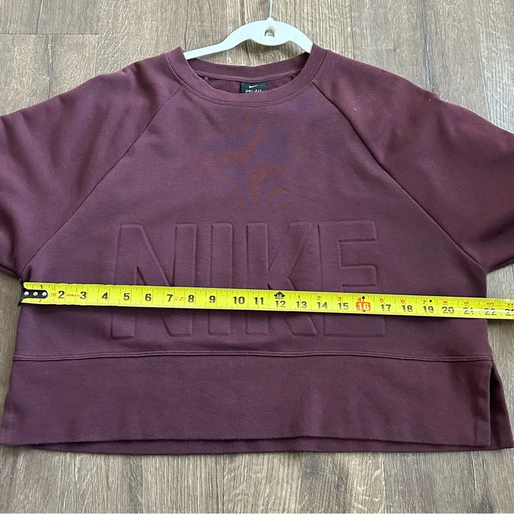 Nike Versa Burgundy Dri Fit Cropped Oversized Sweater S - Image 11