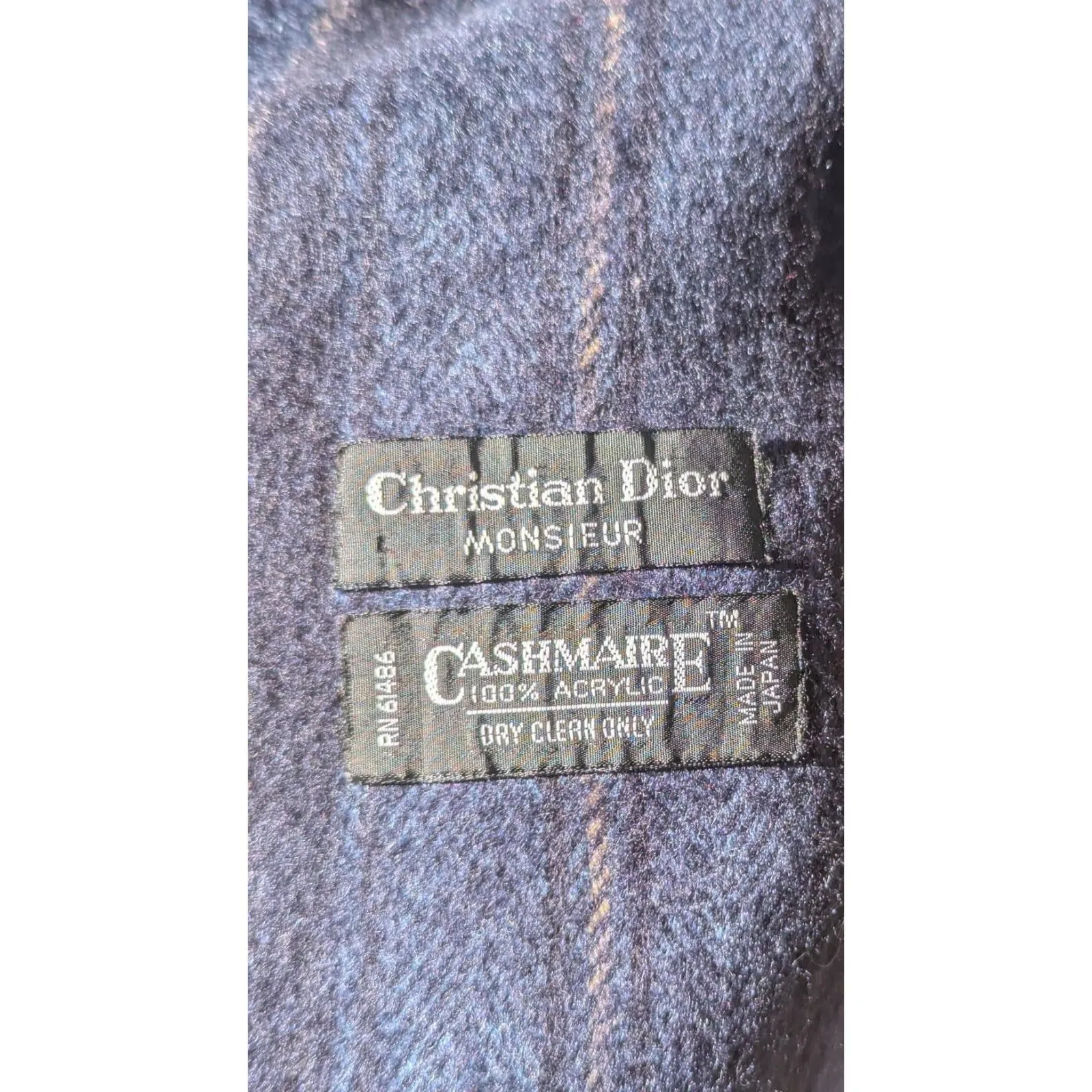 Christian Dior MONSIEUR Blue Striped Cashmaire Acrylic Scarf - Image 3