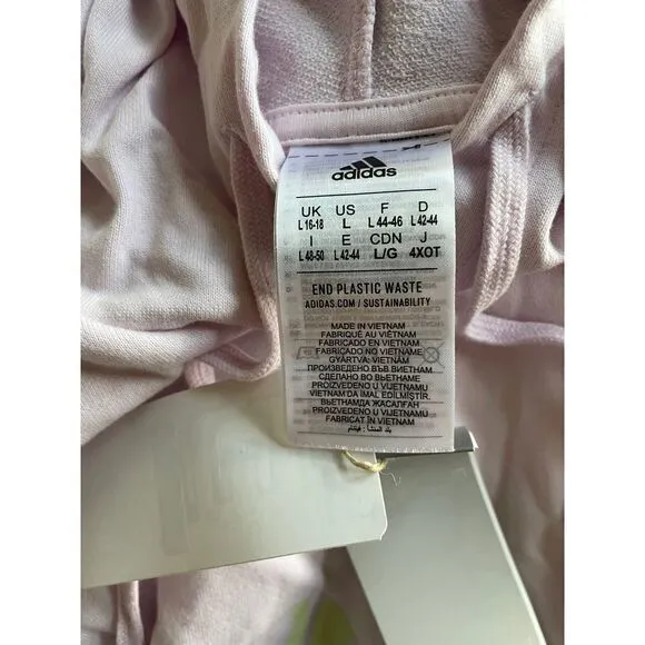 Adidas light‎ pink Athletic Hoodie with Neon Green Logo Graphic Size L - Image 6