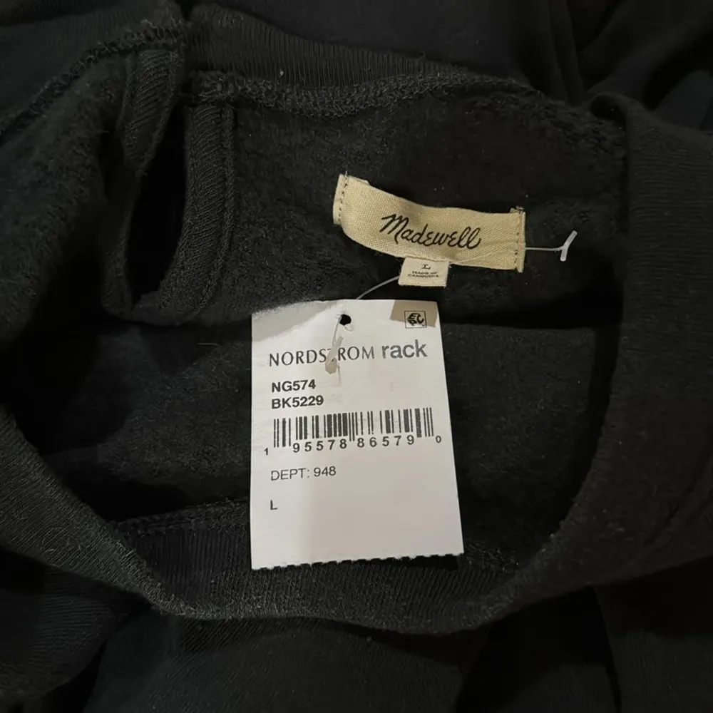 Madewell Puff Sleeve Long Sleeve Sweater - Soft Black Size L - Image 5