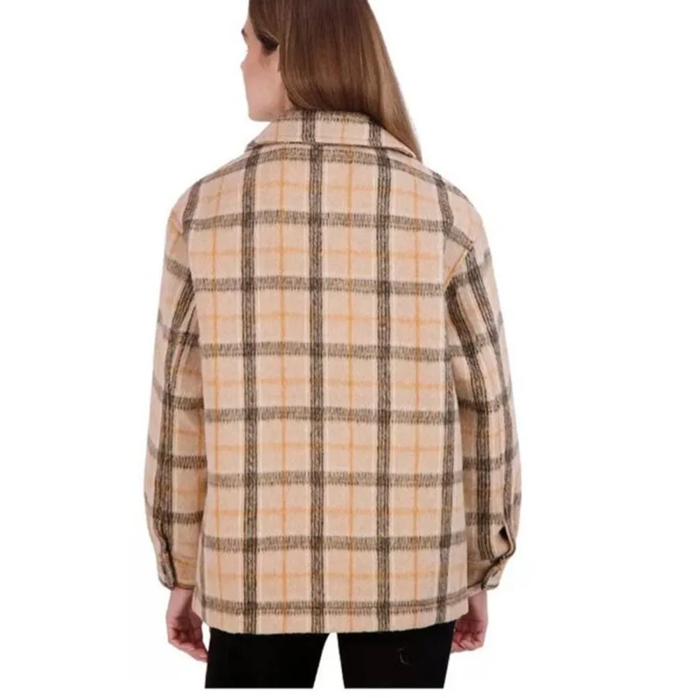 NWT Sebby Women's Oversized Plaid Fall Shirt Coat size large - Image 2