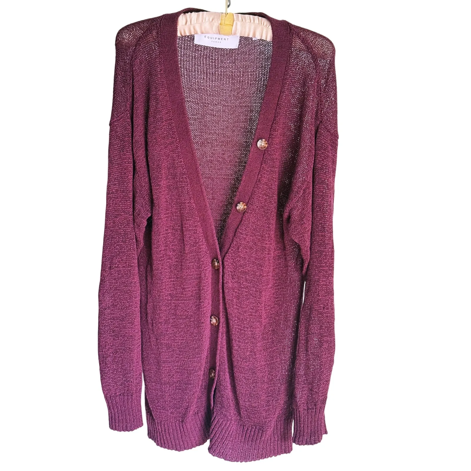 Equipment Femme Academia Button Up Cardigan Sweater Small Maroon Heritage Preppy - Image 2