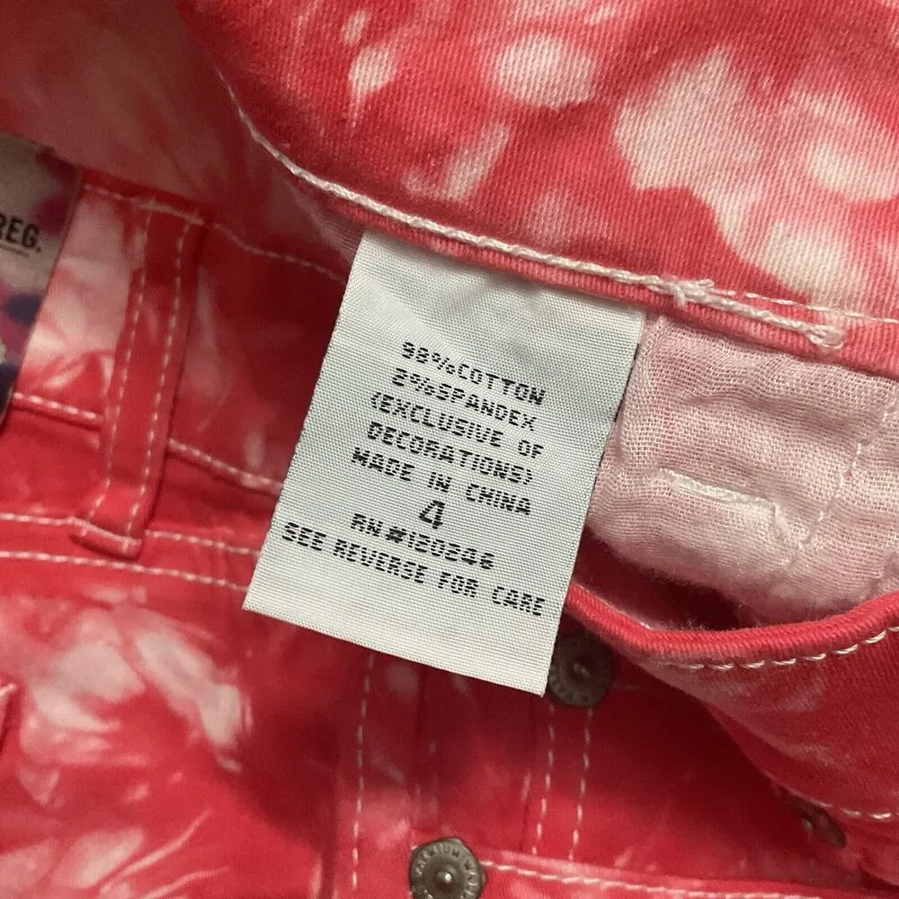 Wallflower  Sassy Skinny Hot Pink Tie Dye Pants Size 4 Reg New With Tag - Image 4