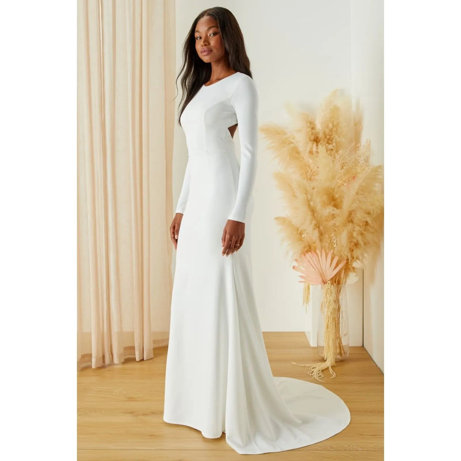 Lulus Eloquent Endearment White Long Sleeve Backless Maxi Dress Size XL - Image 3