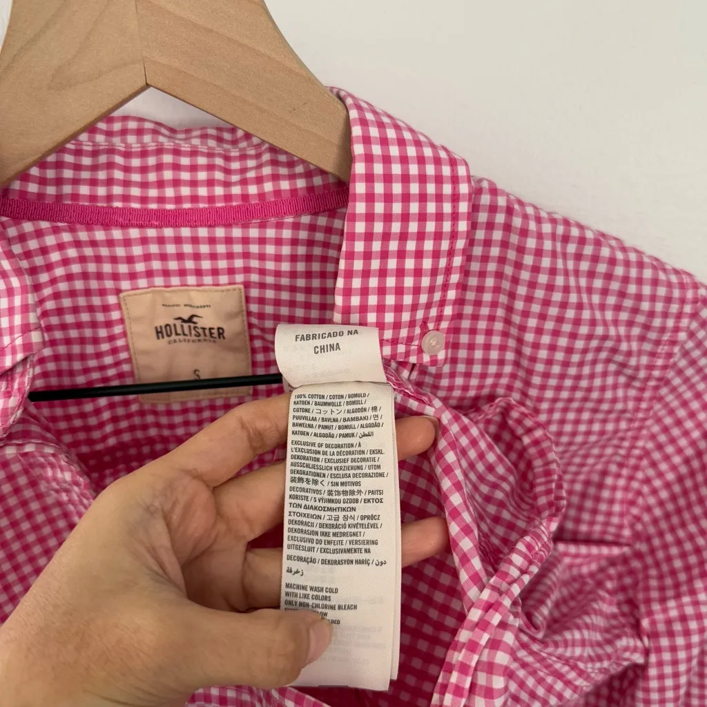 Hollister Small Y2K Plaid Long Sleeve Shirt Pink Western Country Preppy Rodeo - Image 7