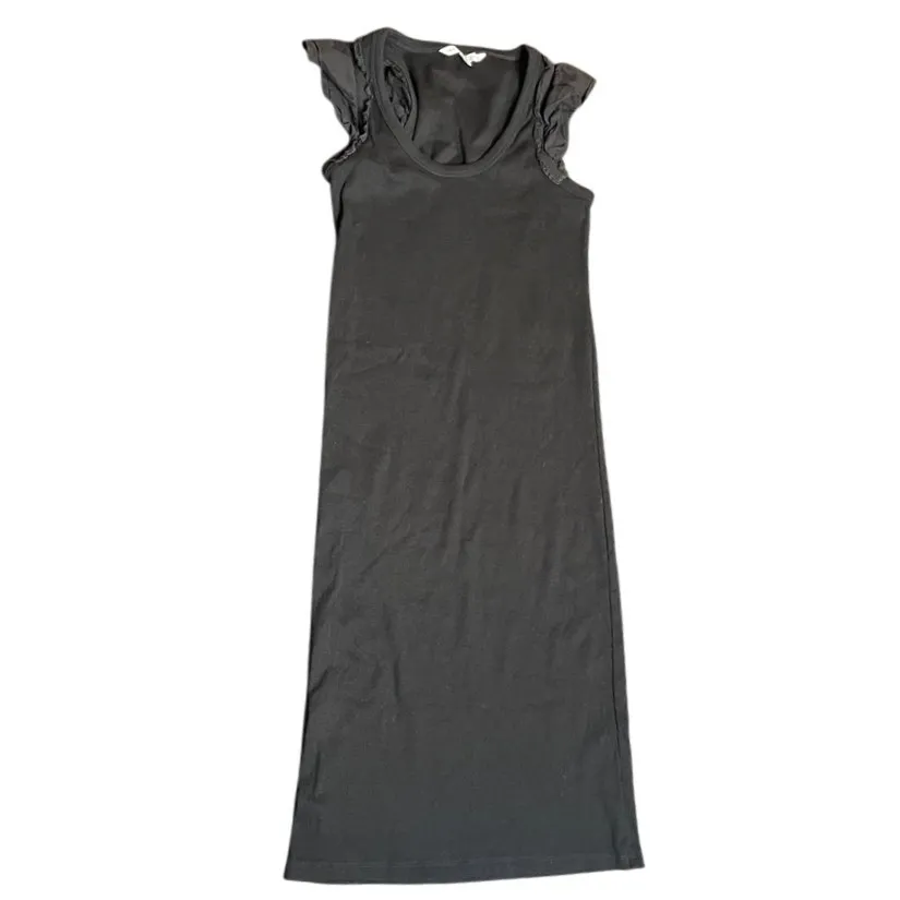 the nines BY HATCH Black Ribbed Flutter Sleeve Midi Dress S Maternity Bodycon - Image 2