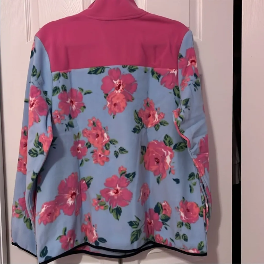 Pink and Blue Floral fleece top Size L - Image 6