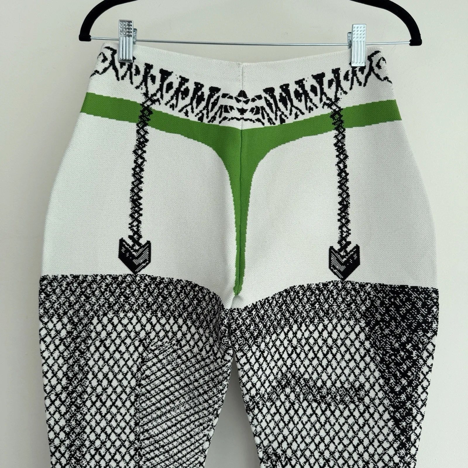 Rudi Gernreich Pants 6 Relaunch 2018 Graphic Knit Flare Mod Op Art Museum Runway White - Image 9