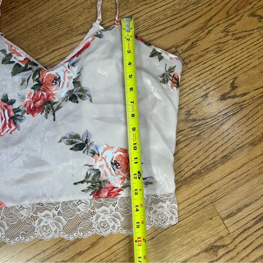 IN BLOOM By JONQUIL Floral Pajama Satin Lace Cami and Shorts Set Size XL Pink - Image 11
