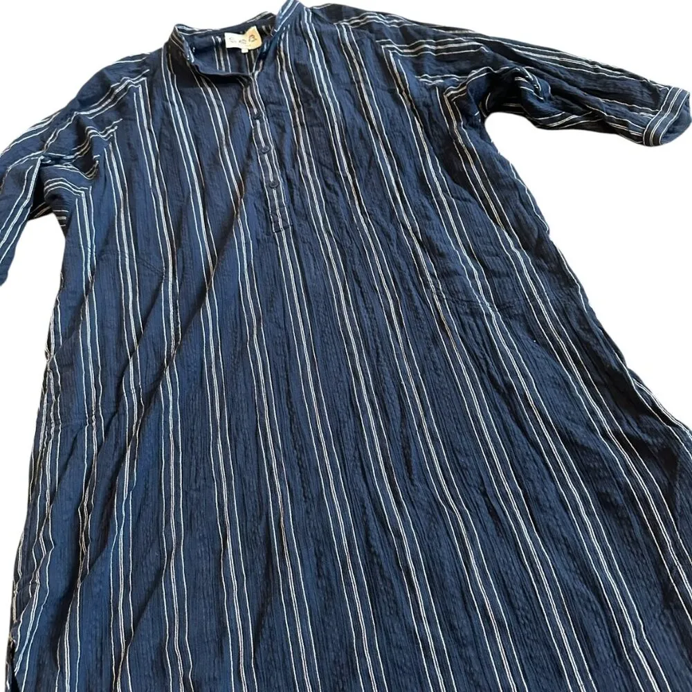 Sea New York Navy White Stripe Shift Dress Flowy 100% Cotton Size 6 Women's Blue - Image 6