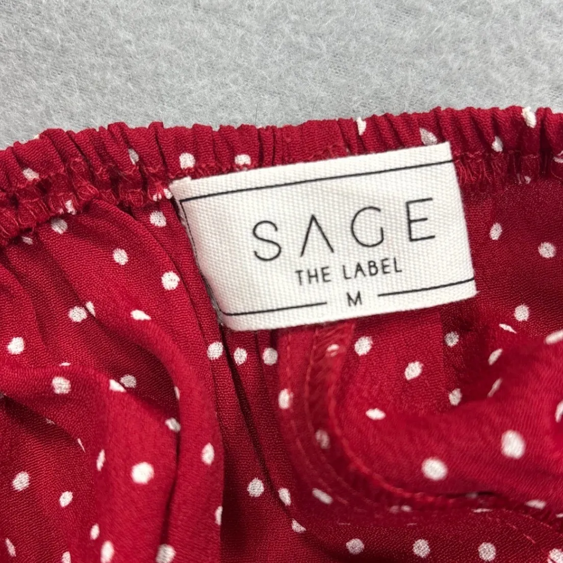 Sage The Label M Anthropologie Red Polka Dot Off Shoulder Wide Leg Jumpsuit - Image 10