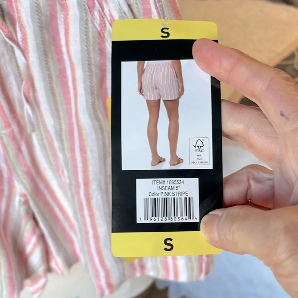 Briggs New York Women's Linen Striped Shorts - Pink and White - Image 4