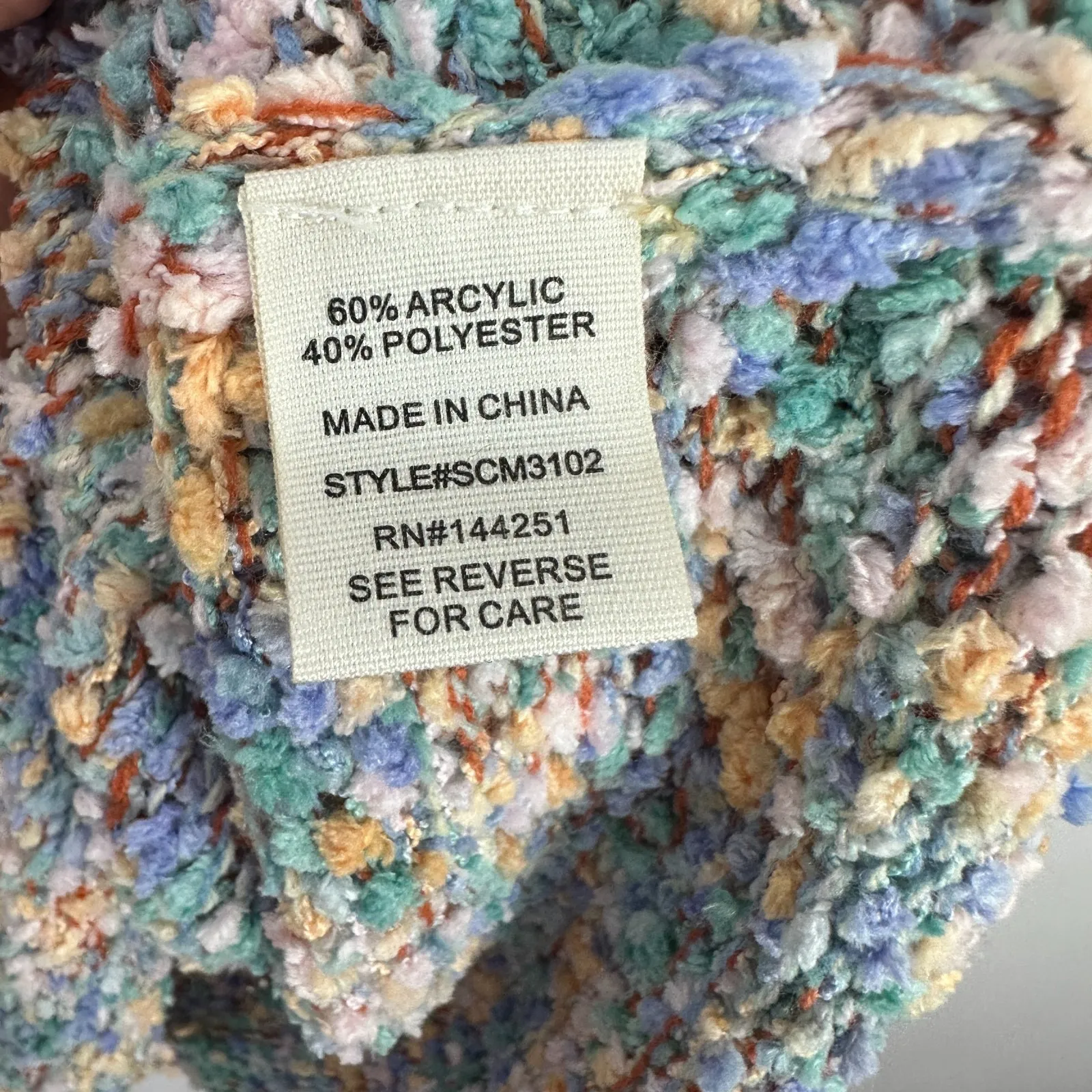 Jessica Simpson Sweater Womens‎ M Pastel Boucle Knit Cowl Neck Cottagecore Boho - Image 3