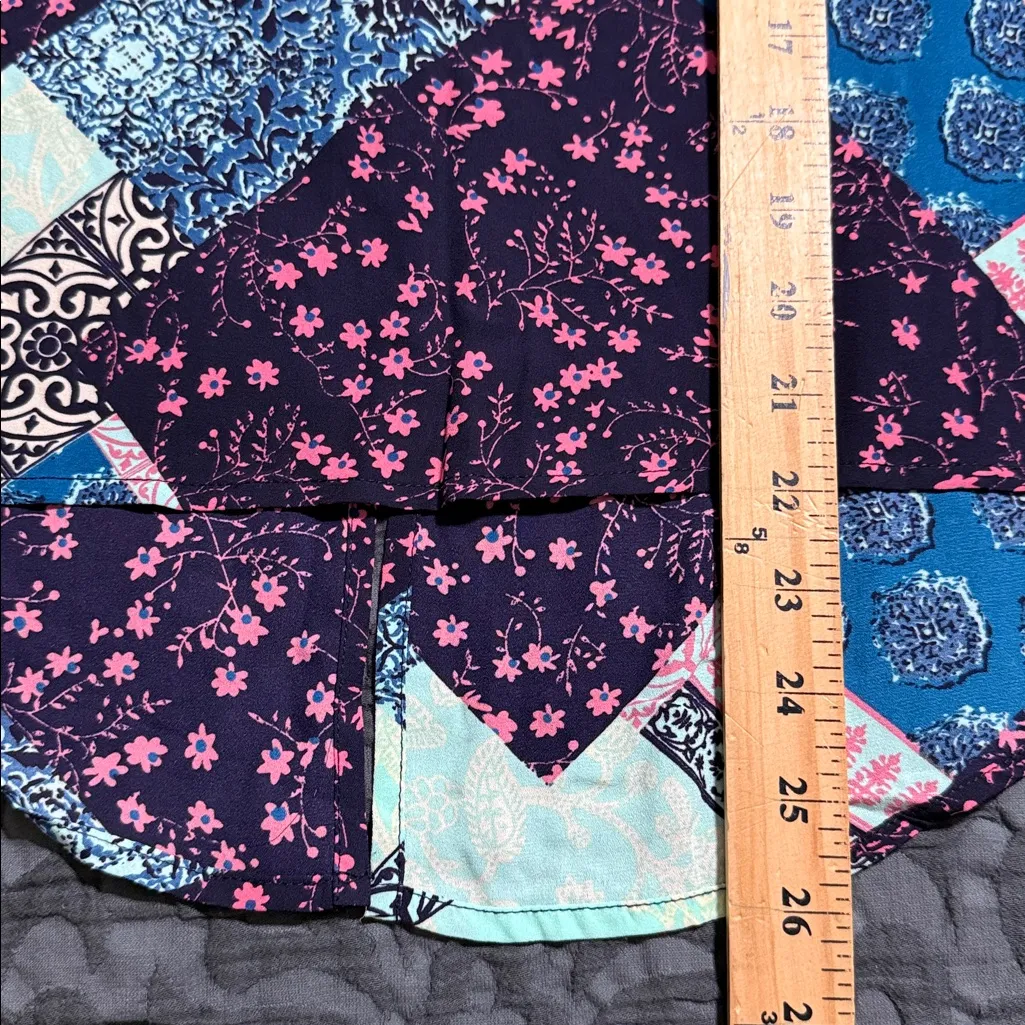 C medium blue patchwork print hi low tank open back split bottom new - Image 5