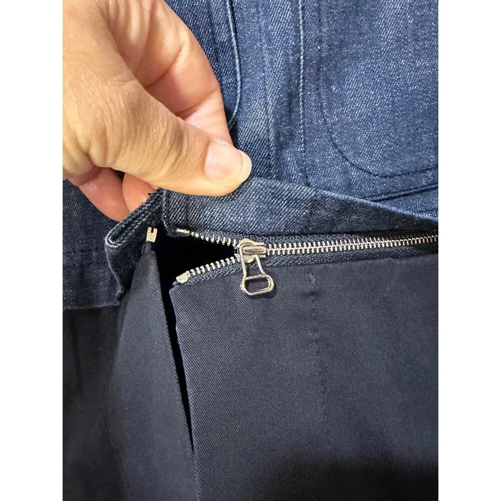 Elizabeth and James York Chambray Button Front Jacket Indigo Peplum Size Medium - Image 8