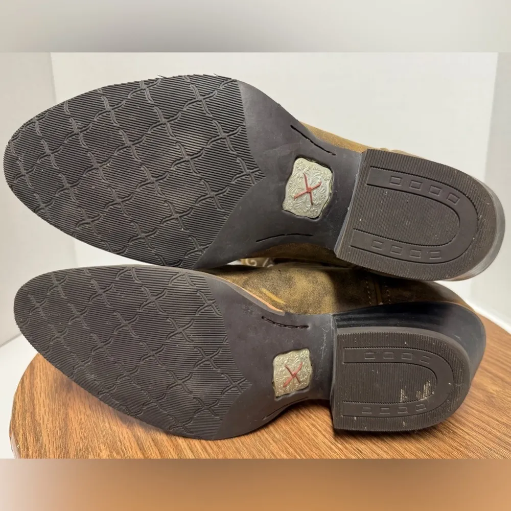 Twisted X Womens Embroidered Brown Tan Leather Distressed Cowboy/girl Boots 8.5 - Image 6